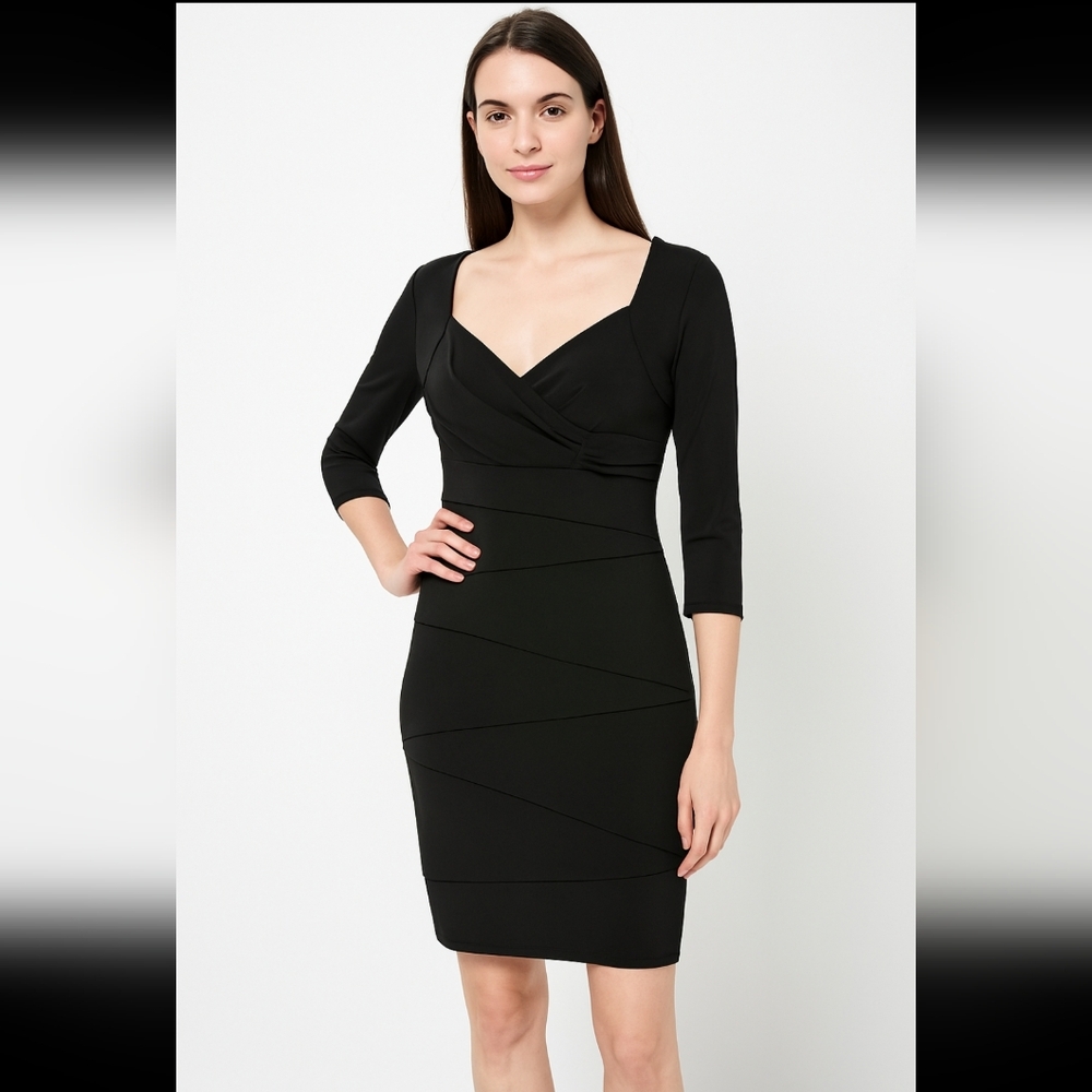 White House Black Market Instantly Slimming 3/4-Sleeve Black Dress Size 14